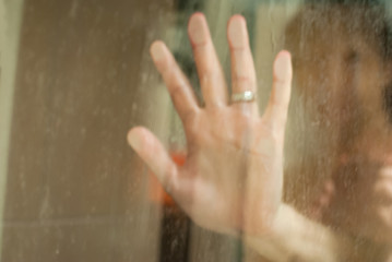 Morning. Attractive man in the shower.
