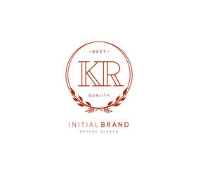 K R KR Beauty vector initial logo, handwriting logo of initial signature, wedding, fashion, jewerly, boutique, floral and botanical with creative template for any company or business.
