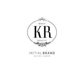 K R KR Beauty vector initial logo, handwriting logo of initial signature, wedding, fashion, jewerly, boutique, floral and botanical with creative template for any company or business.