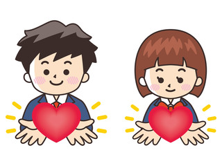 ハートを持つ中高生