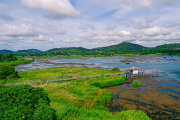 Aerial landscape of Chonburi province, Thailand. Aerial view from drone