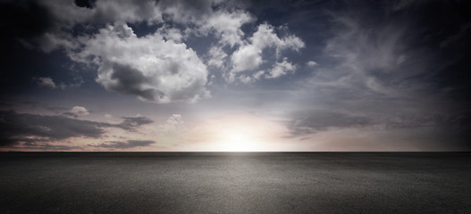 Fototapeta Panoramic Cloud Sky Horizon with Concrete Floor Background obraz