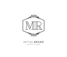 M R MR Beauty vector initial logo, handwriting logo of initial signature, wedding, fashion, jewerly, boutique, floral and botanical with creative template for any company or business.