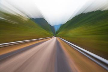 Dalat, Vietnam, on a mountain road, motion blur