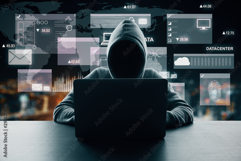Poster Hacker with business interface