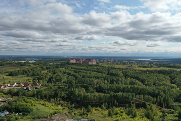 Fototapeta premium residential buildings on Klyuch-Kamyshenskoe plateau, Novosibirsk, Russia, September