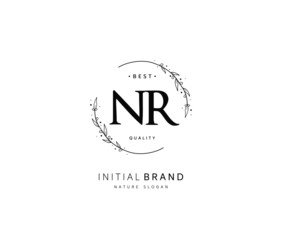 N R NR Beauty vector initial logo, handwriting logo of initial signature, wedding, fashion, jewerly, boutique, floral and botanical with creative template for any company or business.
