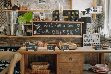 Cafe interior with pastries