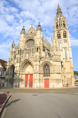 Fototapeta na wymiar The medieval church in Caudebec-en-Caux in Normandie, France