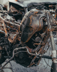 Fototapeta premium Motorcycle after fire