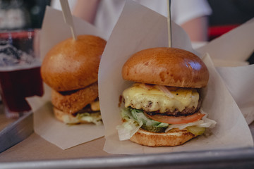 Cheeseburgers on a plate