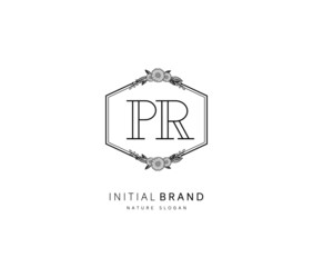 P R PR Beauty vector initial logo, handwriting logo of initial signature, wedding, fashion, jewerly, boutique, floral and botanical with creative template for any company or business.