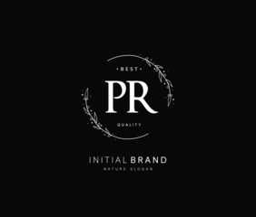 P R PR Beauty vector initial logo, handwriting logo of initial signature, wedding, fashion, jewerly, boutique, floral and botanical with creative template for any company or business.