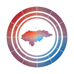Obraz premium Honduras badge. Bright gradient logo of country in low poly style. Multicolored Honduras rounded sign with map in geometric style for your infographics.