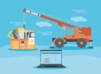 laptop with webpage under cosntruction