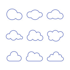 Cloud Icon Set. Vector isolated line flat illustration
