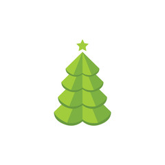Christmas tree. Tree icon in flat design. Xmas cartoon background. merry spruce fir. Winter illustration isolated on white. Pine.