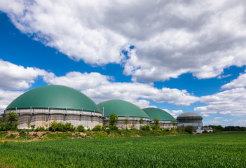 Biogas plant in rural Germany Biofuel Industry concept - obrazy, fototapety, plakaty