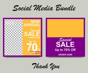 Social media template for fashion business, posts and stories. Editable template for digital marketing, web banner and mobile apps. 