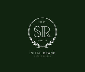 S R SR Beauty vector initial logo, handwriting logo of initial signature, wedding, fashion, jewerly, boutique, floral and botanical with creative template for any company or business.