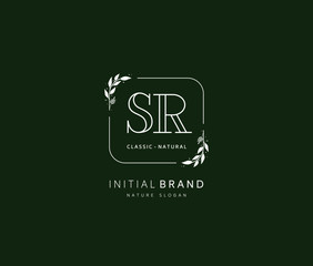 S R SR Beauty vector initial logo, handwriting logo of initial signature, wedding, fashion, jewerly, boutique, floral and botanical with creative template for any company or business.