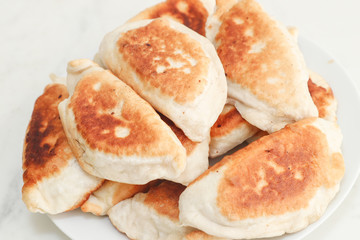 Chinese food, shrimp vegetable pancakes on a white background - Image