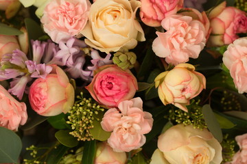 Festive table decoration with flowers at a wedding exhibition