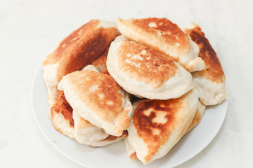 Chinese food, shrimp vegetable pancakes on a white background - Image
