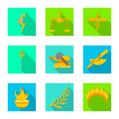 Vector design of deity and antique symbol. Set of deity and myths vector icon for stock.