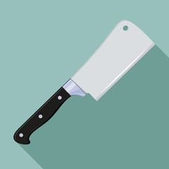 Flat Icon Kitchen Knife for Meat with a Long Shadow. Kitchenware Knife. Cutlery Chef. Vector graphics to design.