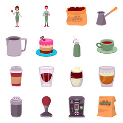 Vector design of cafe and house logo. Set of cafe and restaurant stock vector illustration.