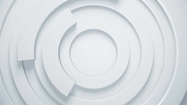 Creative 3d background with rings and rotating parts. Clean and trendy abstract texture for modern business animation. Seamless loop.