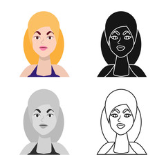 Vector design of face and girl icon. Set of face and head stock vector illustration.