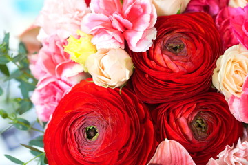 Festive table decoration with flowers at a wedding exhibition