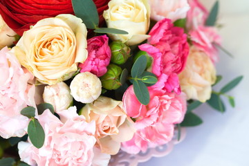 Festive table decoration with flowers at a wedding exhibition