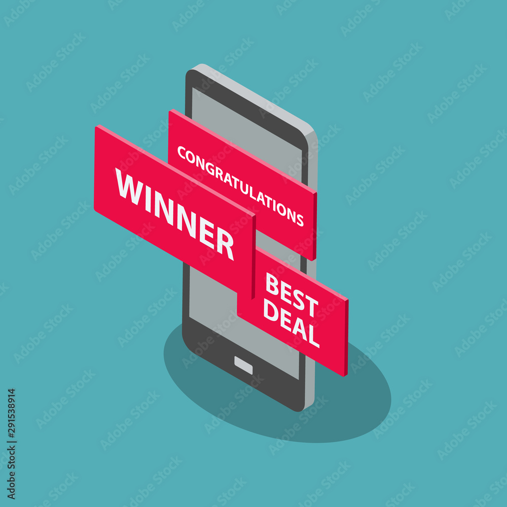 Fototapete Adware internet cyber attack symbol with cell phone and popup windows, isolated on blue background. Flat design, easy to use for your website or presentation.