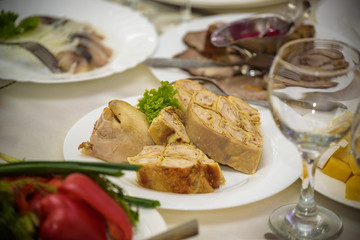 Banquet hall in the restaurant. Concept: Serving. Celebration. Anniversary. Wedding