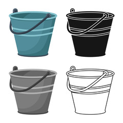 Isolated object of bucket and water symbol. Graphic of bucket and tin stock symbol for web.