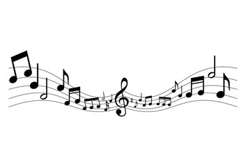 Music notes icon. Sheet music graphic sign isolated on white background. Music melody symbol. Vector illustration