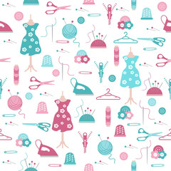 Sewing and needlework seamless pattern.