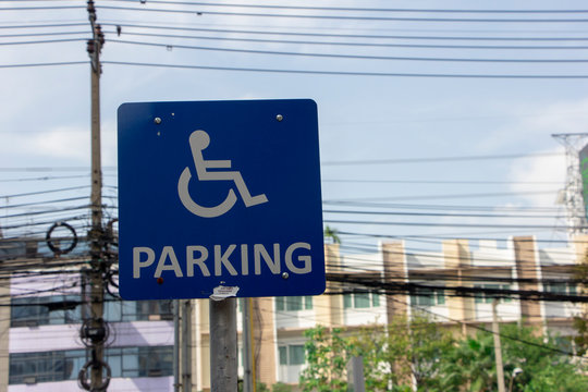 Parking sign for handicap at car park 