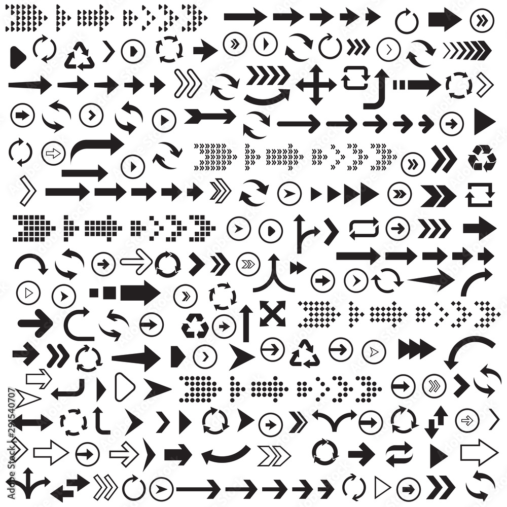 Poster big set of black arrows on a white background