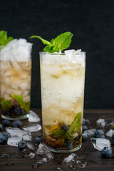 Blueberry Mint Julep Cocktails with Garnish