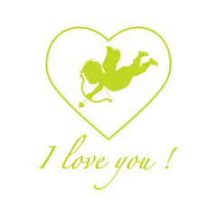 Greeting card with cupid archery. Valentine's Day.
