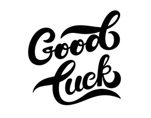Good luck. Fortune poster, banner, logo. Hand drawn lettering with background. Vector illustration
