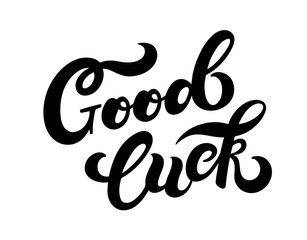 Good luck. Fortune poster, banner, logo. Hand drawn lettering with background. Vector illustration