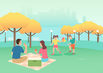 Happy family on picnic