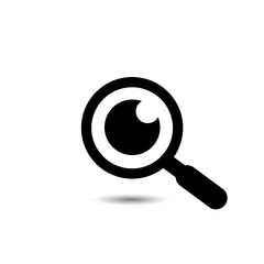 Magnifying glass with eye vector icon, isolated