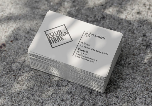 Stack of White Business Cards Mockup with Shadow Element