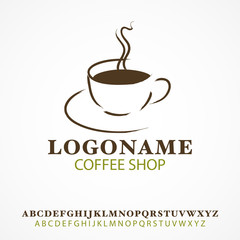 Simple graphic and icon of cup of coffee